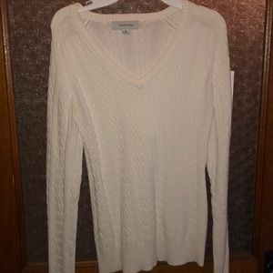 Off white cable knit v-neck sweater